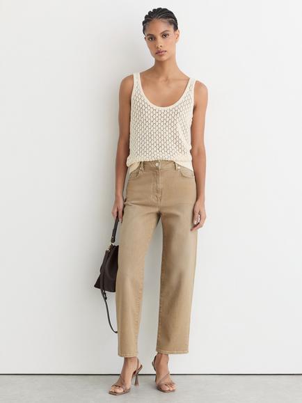 Reiss Petite Selin Mid Rise Straight Denim Jeans, Neutral