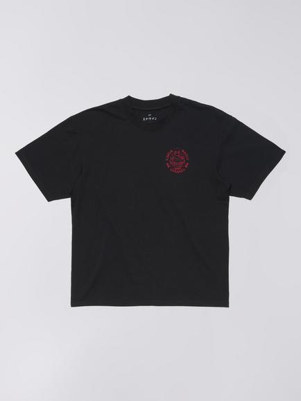 Edwin Music Channel Crew Neck Cotton T-Shirt, Black/Red, Black/Red