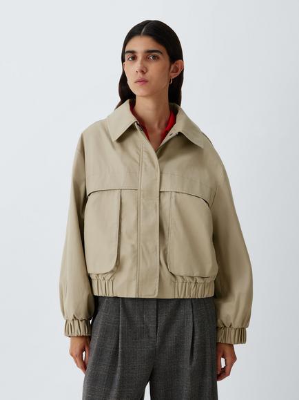 John Lewis Cotton Utility Bomber Jacket, Natural, Natural