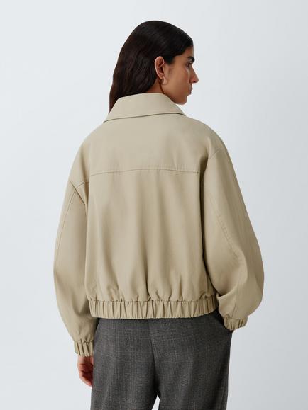 John Lewis Cotton Utility Bomber Jacket, Natural - view 2, Natural