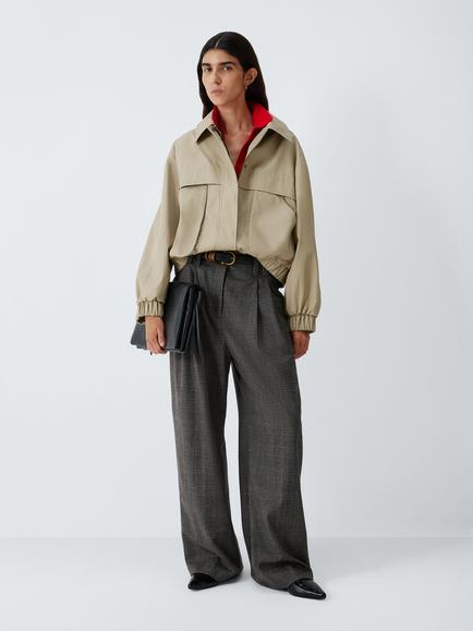 John Lewis Cotton Utility Bomber Jacket, Natural, Natural