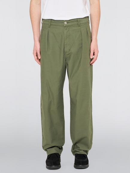 Edwin 2 Tuck Cotton Trousers, Olive, Olive