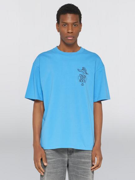 Edwin Ekoda Cotton Crew Neck T-Shirt, Azure Blue, Azure Blue