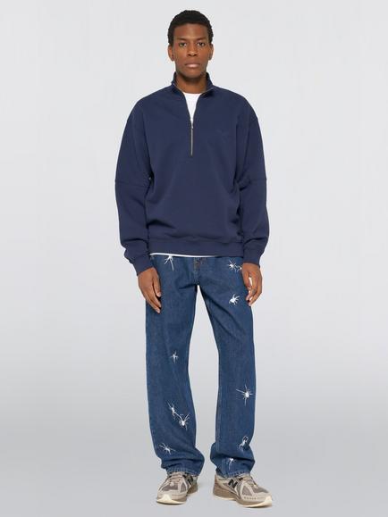 Edwin Koji Half-Zip Jumper, Maritime Blue - view 2, Maritime Blue