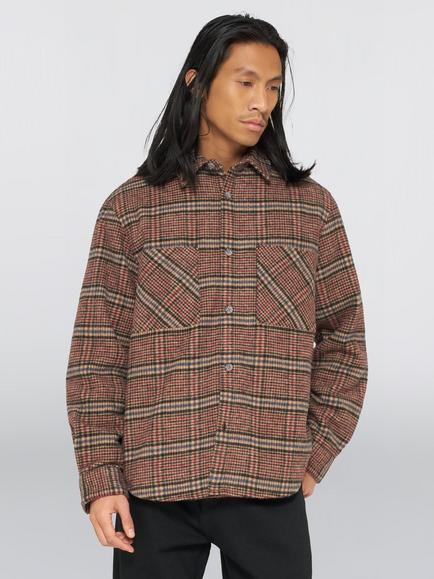 Edwin Julius Heavyweight Check Overshirt, Burgundy/Blue, Burgundy/Blue