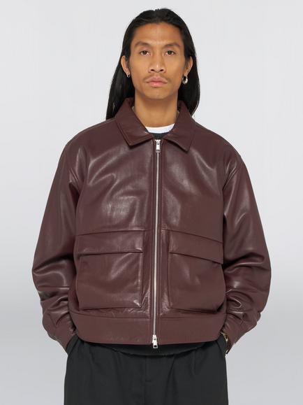 Edwin Dogma Leather Jacket, Brown Burgundy, Brown Burgundy