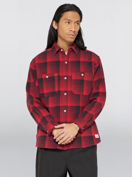Edwin Flannel Work Shirt, Red, Red