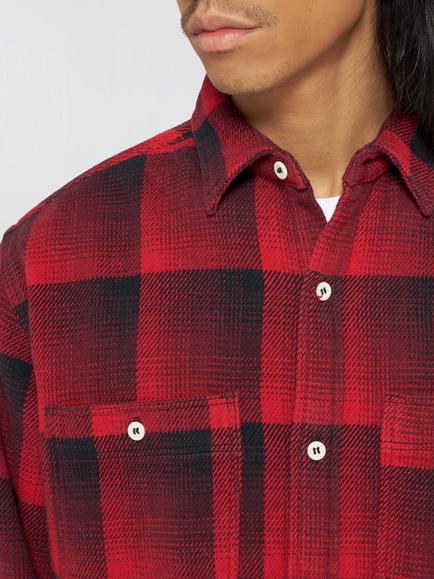 Edwin Flannel Work Shirt, Red - view 2, Red