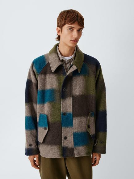forét Fragment Wool Jacket, Blue Check, Blue Check