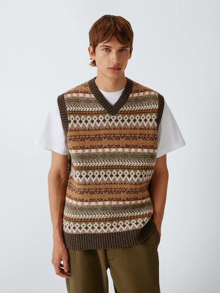forét Lambswool Rich Fair Isle Tank Top, Thyme, Thyme