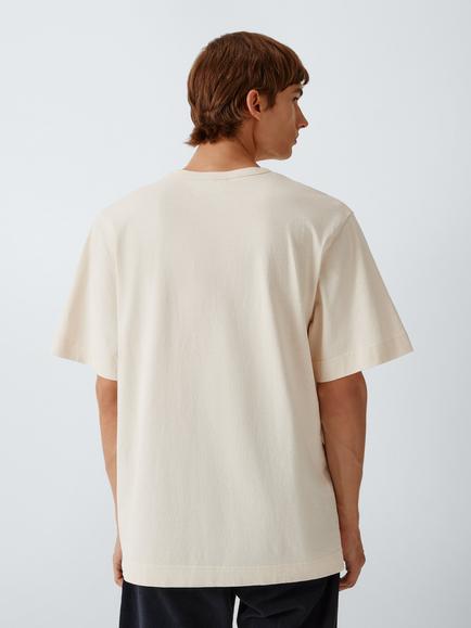 forét Embroidered Crew Neck Cotton T-Shirt, Cloud - view 2, Cloud