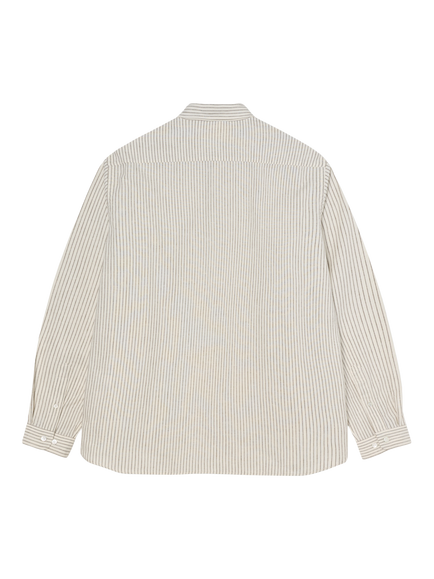 La Paz Cotton Linen Blend Stripe Button Down Collar Shirt, Balsam Green Stripe - view 2, Balsam Green Stripe