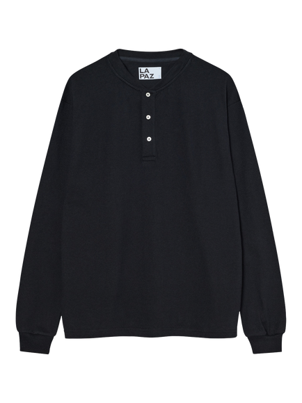 La Paz Carneiro Cotton Henley Top, Black, Black