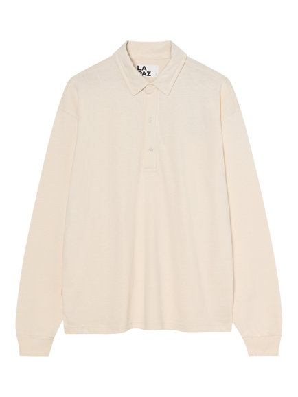 La Paz Mesquita Cotton Long Sleeve Polo Top, Off White, Off White