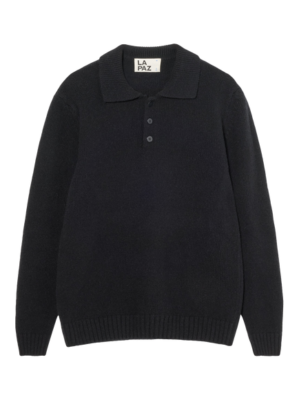 La Paz Eca Wool Polo Knit Jumper, Black, Black