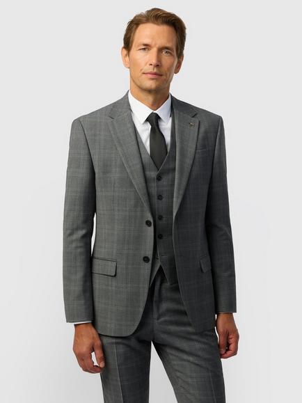 Ted Baker Tailored Fit Performance Check Wool Blend Blazer, Grey, Grey