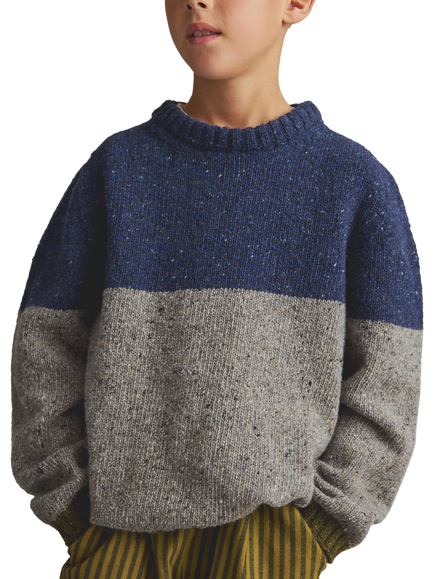 Cozmo Brand Kids' Tigris Knit Sweater, Navy/Grey, Navy/Grey