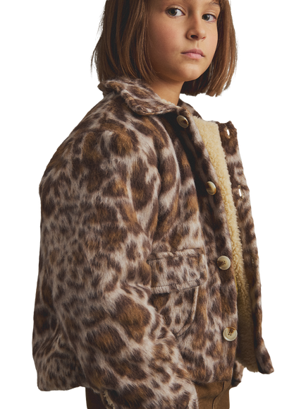 Cozmo Brand Kids' Riga Animal Print Jacket, Brown, Brown