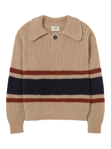 Cozmo Brand Kids' Barik Polo Sweater, Stone - view 2, Stone