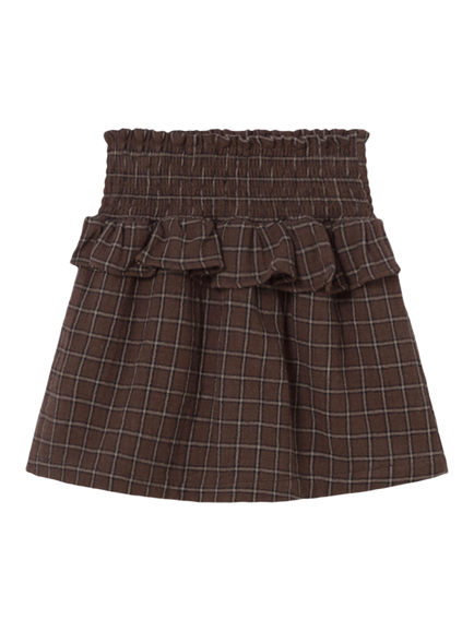 Cozmo Brand Kids' Baia Checked Skirt, Brown, Brown
