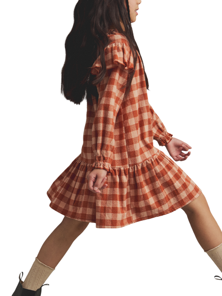 Cozmo Brand Kids' Malta Flannel Dress, Ginger - view 2, Ginger