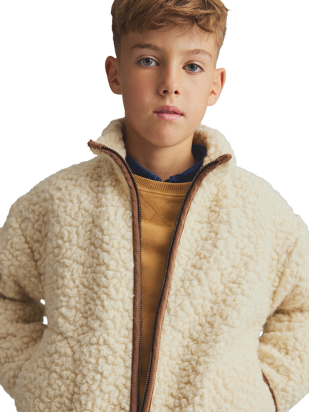Cozmo Brand Kids' Hugo Wool Blend Fleece Jacket, Ivory - view 2, Ivory