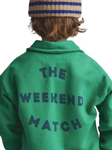 Cozmo Brand Kids' Fleece Polo Zip Sweatshirt, Grass - view 2, Grass