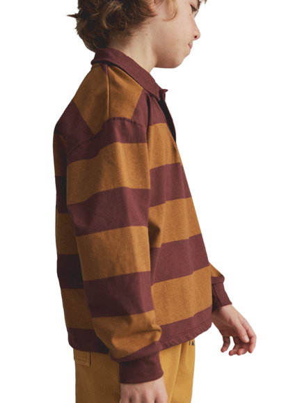 Cozmo Brand Kids' Tauro Long Sleeve Polo Shirt, Chocolate - view 2, Chocolate