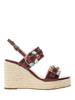 Moda in Pelle Moyra Porvair Embellished Wedge Heel Sandals, Tan, Tan
