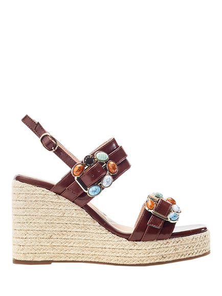 Moda in Pelle Moyra Porvair Embellished Wedge Heel Sandals, Tan, Tan