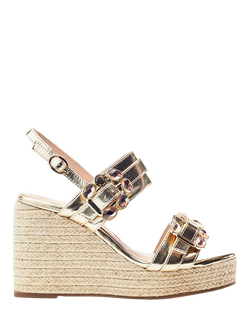 Moda in Pelle Moyra Porvair Embellished Wedge Heel Sandals, Champagne, Champagne