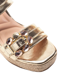 Moda in Pelle Moyra Porvair Embellished Wedge Heel Sandals, Champagne - view 2, Champagne