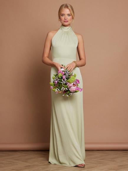 Maids to Measure Tilly Scarf Neck Satin Bridesmaid Dress, Green
