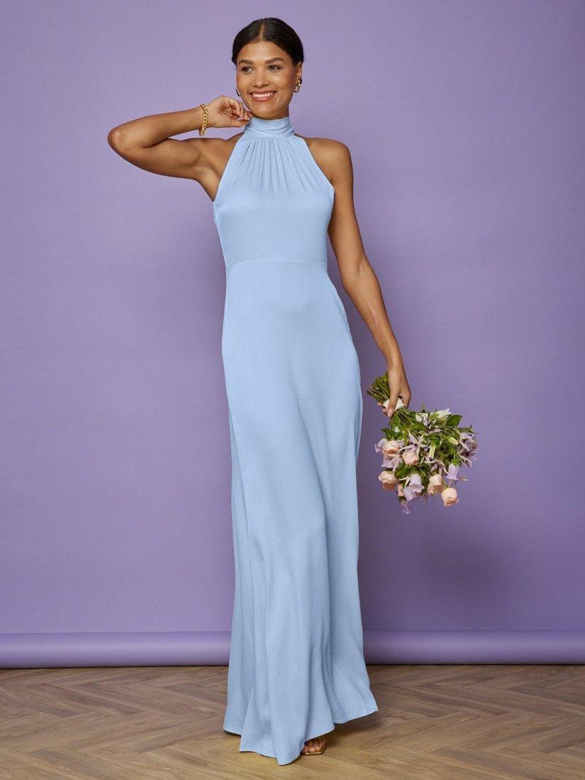 cornflower blue bridesmaid dresses Tilly Satin High Neck Bridesmaid Dress The Clemmie dress has a cool Cornflower Blue Bridesmaid Dresses |