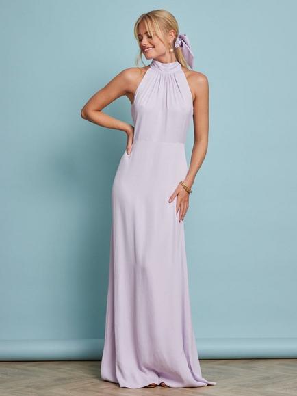 Maids to Measure Tilly Scarf Neck Satin Bridesmaid Dress, Lilac