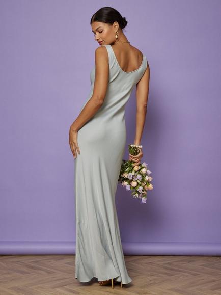 Maids to Measure Pandy Cowl Neck Bridesmaid Dress - view 2, Duck Egg
