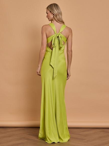 Maids to Measure Coco Cross Back Bridesmaid Dress - view 2, Lime