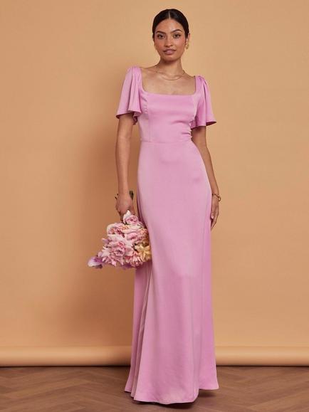 Maids to Measure Clemmie Flutter Sleeve Bridesmaid Dress, Pink