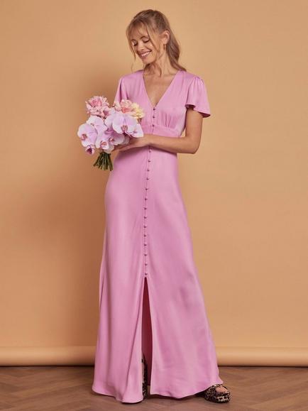 Maids to Measure Chelsea Button Down Bridesmaid Dress, Orchid Pink