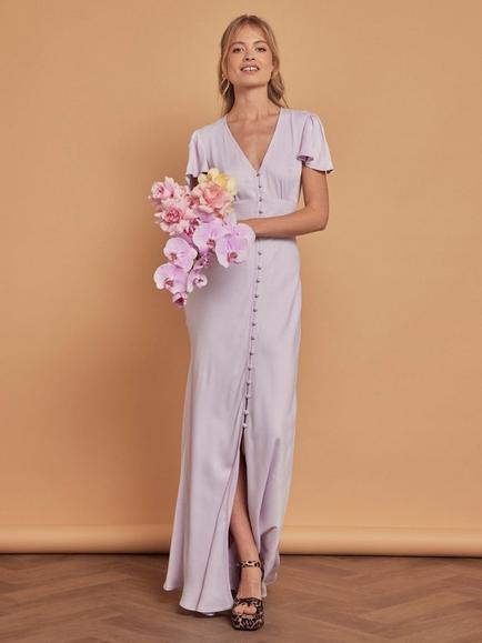 Maids to Measure Chelsea Button Down Bridesmaid Dress, Lilac