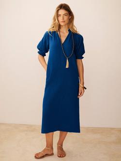 NRBY Shirley Double Cloth Cotton Dress, Indigo, Indigo