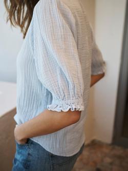 NRBY Sinead Double Cloth Cotton Shirt, Pale Blue - view 2, Pale Blue