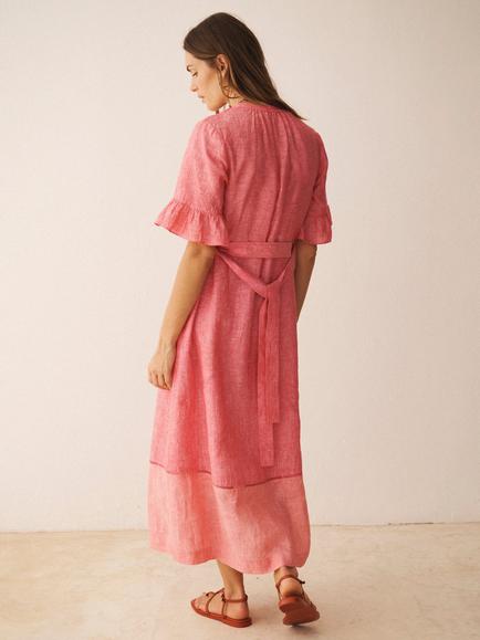 NRBY Tonia Pure Linen Dress - view 2, Cherry Red