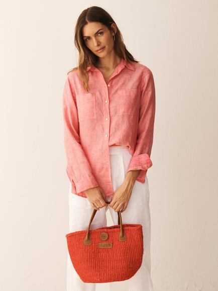 NRBY Carla Linen Shirt, Strawberry, Strawberry