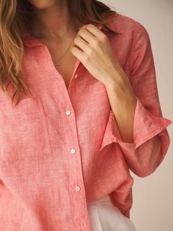 NRBY Carla Linen Shirt, Strawberry - view 2, Strawberry
