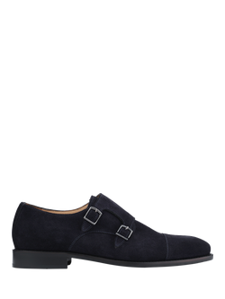 Jones Bootmaker Nathaniel Suede Monk Shoes, Navy, Navy