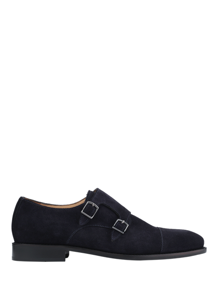 Jones Bootmaker Nathaniel Suede Monk Shoes, Navy