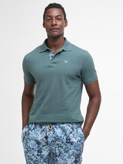 Barbour Tartan Pique Cotton Short Sleeve Polo Shirt, Vintage Teal, Vintage Teal