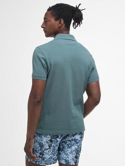 Barbour Tartan Pique Cotton Short Sleeve Polo Shirt, Vintage Teal - view 2, Vintage Teal