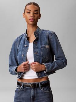 Calvin Klein Easy Cropped Denim Jacket, Blue, Blue